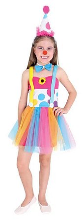 Fantasia Palhacinha Infantil Carnaval Palhaça Gravata Chapéu