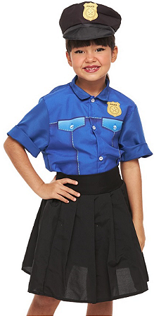 Fantasia Carnaval Menina Policial Infantil Roupa com Quepe