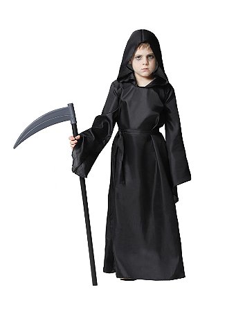 Fantasia Halloween Morte Menino Sombrio Infantil Mestre Mal