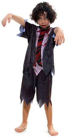 Fantasia Halloween Infantil Menino Zumbi com Camisa e Shorts
