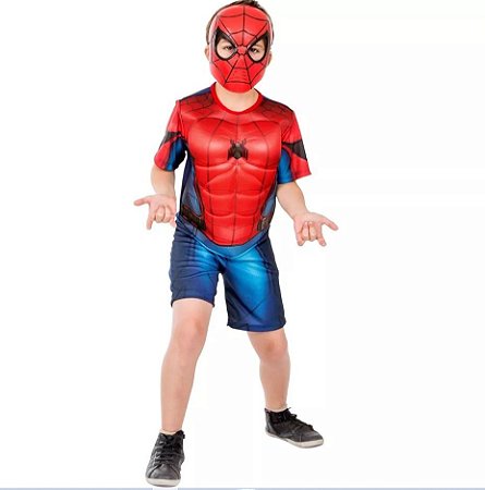 Fantasia Infantil Homem Aranha Longe De Casa Spider Cosplay Oficial Marvel + Máscara Luxo Spider Man