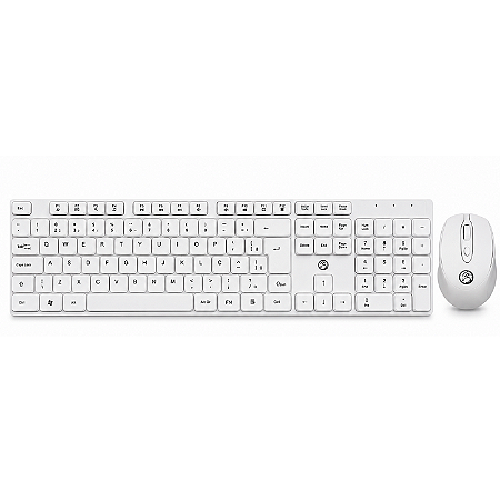 KIT TECLADO E MOUSE BRAZIL PC SEM FIO - BRANCO