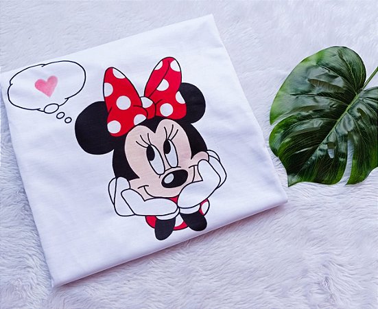 Tshirts feminina poliéster - Minnie pensando