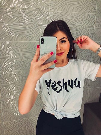 Tshirts feminina poliéster - Yeshua branca