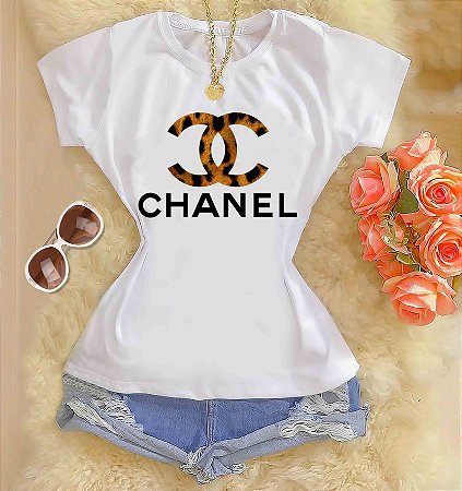 Tshirts feminina poliéster - C.H.A.N.E.L animal print (mc 32)