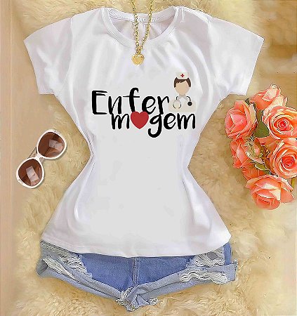 Tshirts feminina poliéster - Enfermagem