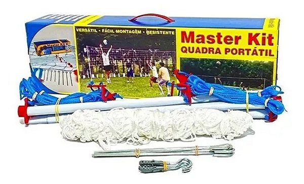 KIT VOLEI PISCINA BIRIBOL COM MASTROS E REDE 1X5M MASTER REDE