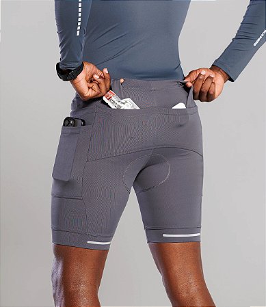 Bermuda de Compressão 06 Bolsos WYR Masculina Cinza Snugg