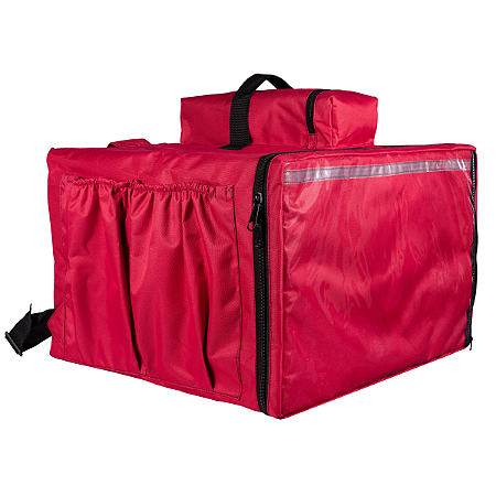 Mochila térmica 60 litros vermelha- comporta embalagem até 45cm - Bag 60 litros para motoboy