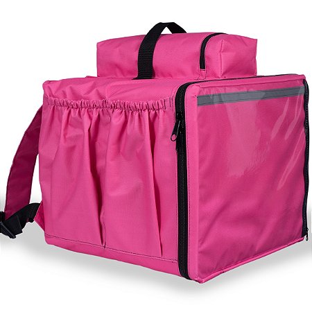 Mochila térmica 45 litros Rosa - Bag Motoboy comporta embalagem até 35cm de diâmetro