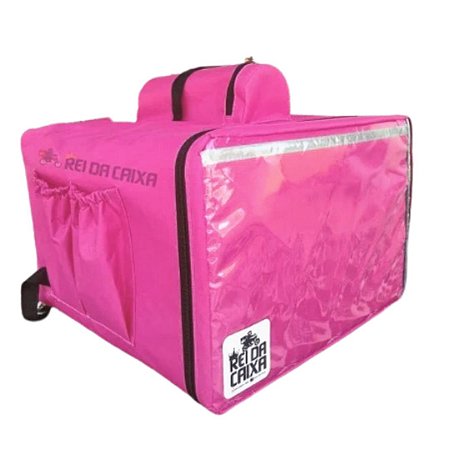 Mochila térmica 89 litros rosa - comporta embalagem até 50cm de diâmetro