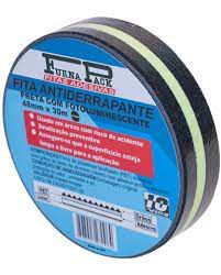 Fita Abrasiva Antiderrapante 48mm x 30m preta com faixa luminescente