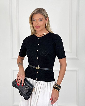 BLUSA TRICOT PONTO CROCHE