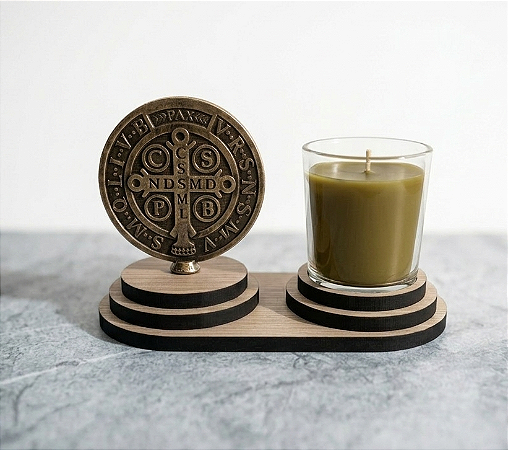 Kit Devoção São Bento com Vela de Cera de Abelha