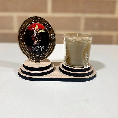 Kit Devoção São Miguel Arcanjo com Vela de Cera