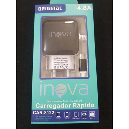 Carregador Turbo Carga Rápida 4.8a Original Inova Car8122