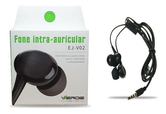 Fone De Ouvido Intra Auricular Ej-v02 - Preto/Branco..