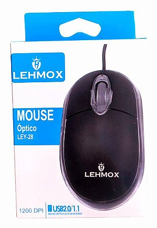 Mouse Óptico Usb 1200dpi Lemox Ley-28 Preto Pc E Notebook