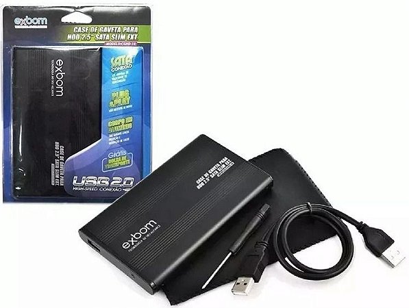 Case Gaveta Hd Sata Externo 2.5 Usb Notebook pc - Preto/prata