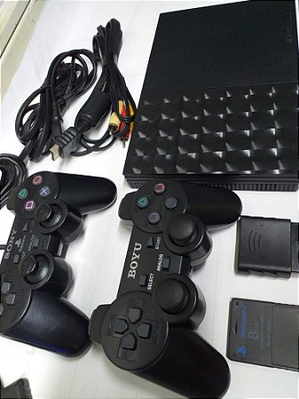 Ps2 Desbloqueado usado...+ Memory Card + 5 jogos A sua escolha +2 Controles 1 com fio um sem fio/ + 1 Cabo AV;+1 Cabo força..
