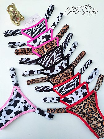 Calcinha Fio duplo Virginia Estampada  - Elástico encapado estilo biquíni