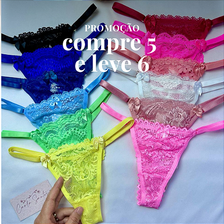 Compre 5 e LEVE 6 - Fios reguláveis todo em renda - cores variadas