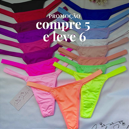 Compre 5 e LEVE 6 - Calcinha fio dental biquíni Elástico encapado - Fio duplo Virgínia