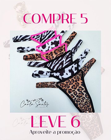 Compre 5 e LEVE 6 - Fios biquíni  Virginia Elástico encapado - Estampadas