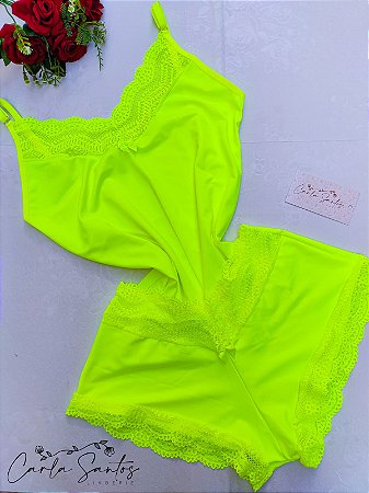 Baby doll Microfibra - Amarelo Neon