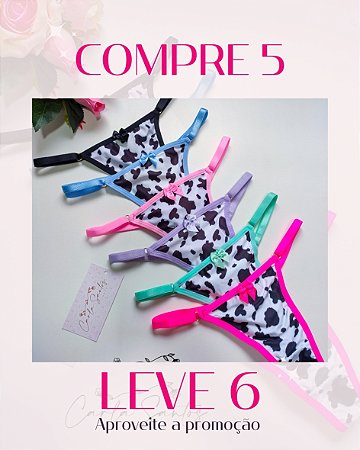 Compre 5 e LEVE 6 - Calcinha fio de regulagem fio duplo em microfibra  - vaquinha