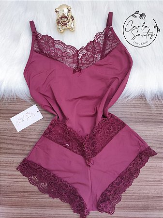 Baby doll Microfibra - Vinho
