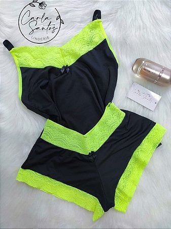Baby doll Neon - Preto e Verde