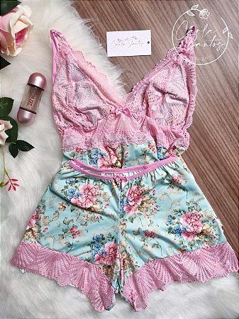 Short-Doll floral - Rosa