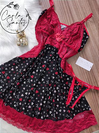 Camisola microfibra Sem bojo - Vermelha Floral