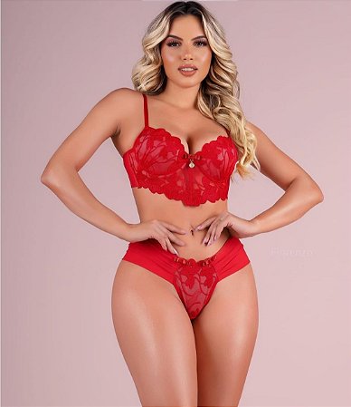 Conjunto cropped Iza - Vermelho