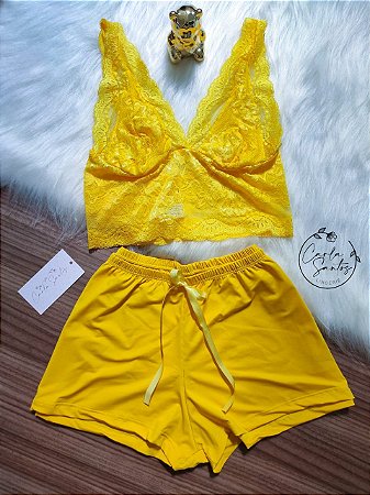 Short doll Doce Luar - Amarelo