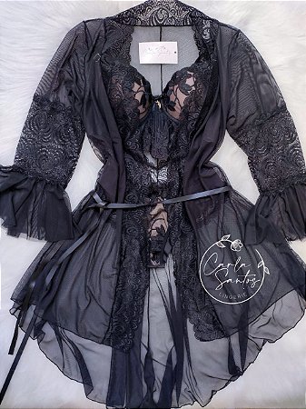 Robe Tule fino - Preto