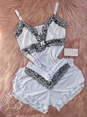 Short-Doll Babado - Branco