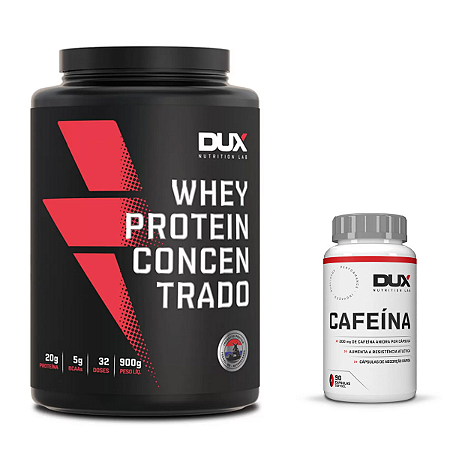Whey Protein Concentrado 900g DUX + Cafeína 90 cáps DUX