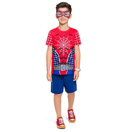 Pijama Curto Infantil Masculino Homem Aranha