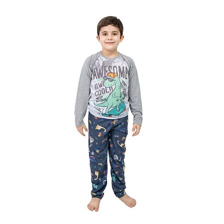 Pijama Longo Infantil Masculino Dino Skatista