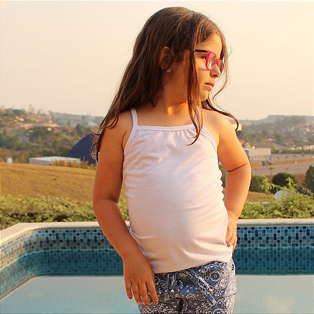 Regata Feminina Baby Look de Alcinha Branca