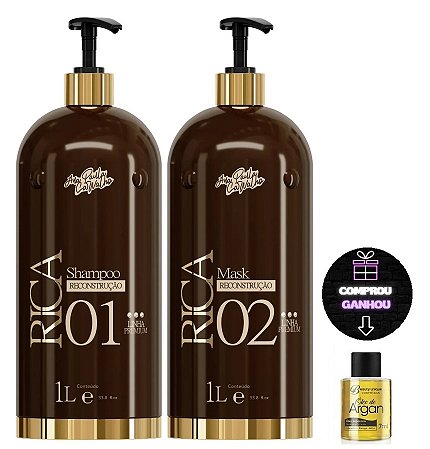 Tratamento Ouro Rica Shampoo e Máscara + Brinde - AP Professional