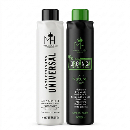 Kit Escova Orgânica De Quiabo 1L Maranata Hair