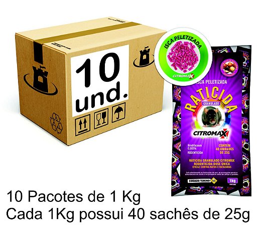 RATICIDA PELLETS ROSA CITROMAX - CX 10x(40x25g) 10Kg