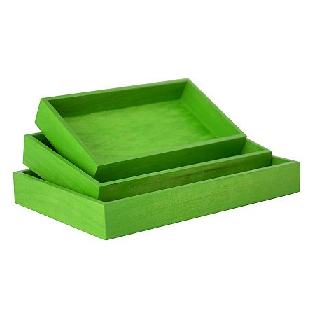 Kit de Suporte Retangular Verde para Decoração - 3 peças