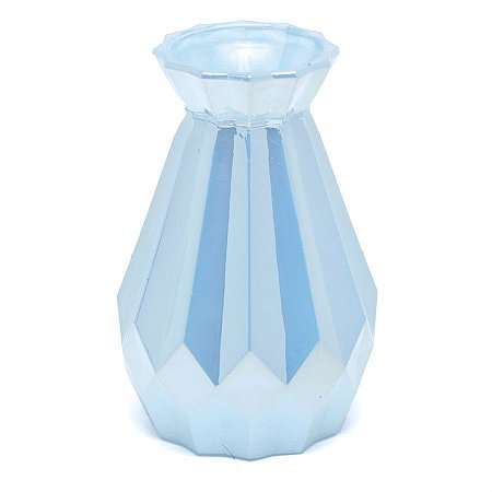 Vaso Decorativo Facetado Azul Perolado 9X9X15 C/1 Un