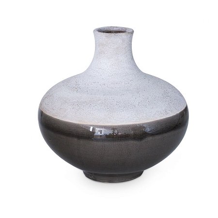 Vaso de Cerâmica com Oval Duo Marrom Branco M