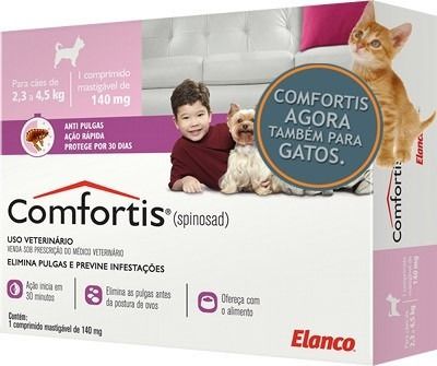 Comfortis 140mg para Cães de 2,3 a 4,5Kg e Gatos de 1,4 a 2,8Kg 1 Comprimido