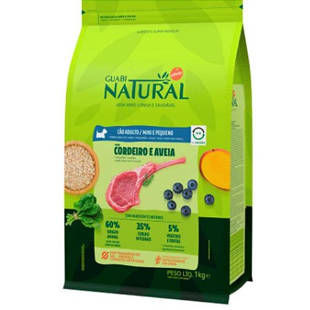 Guabi Natural Cães Adultos Raças Pequenas e Mini Cordeiro 1Kg